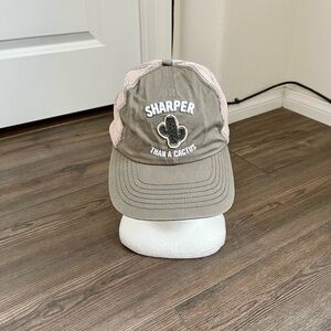 Gray and Pink Trucker Hat with Cactus Design